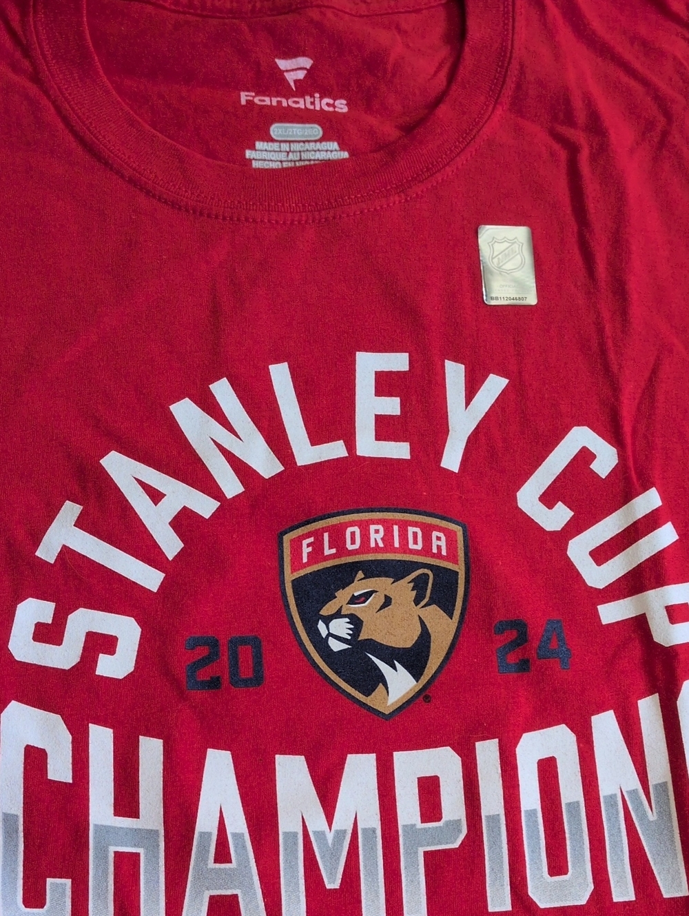 Fanatics New 2xL Florida Panthers Red Stanley Cup Champions Tee